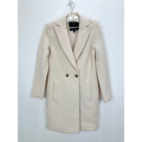 J.Crew Daphne Coat Italian Boiled Wool Classic Mid Length Cream Beige US 0 - Picture 3 of 12